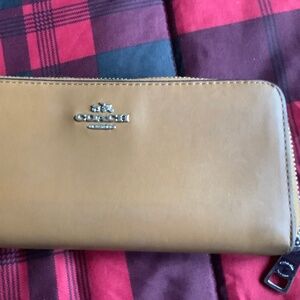COACH Brown Leather Wallet w steel Hardware AUTHENTIC